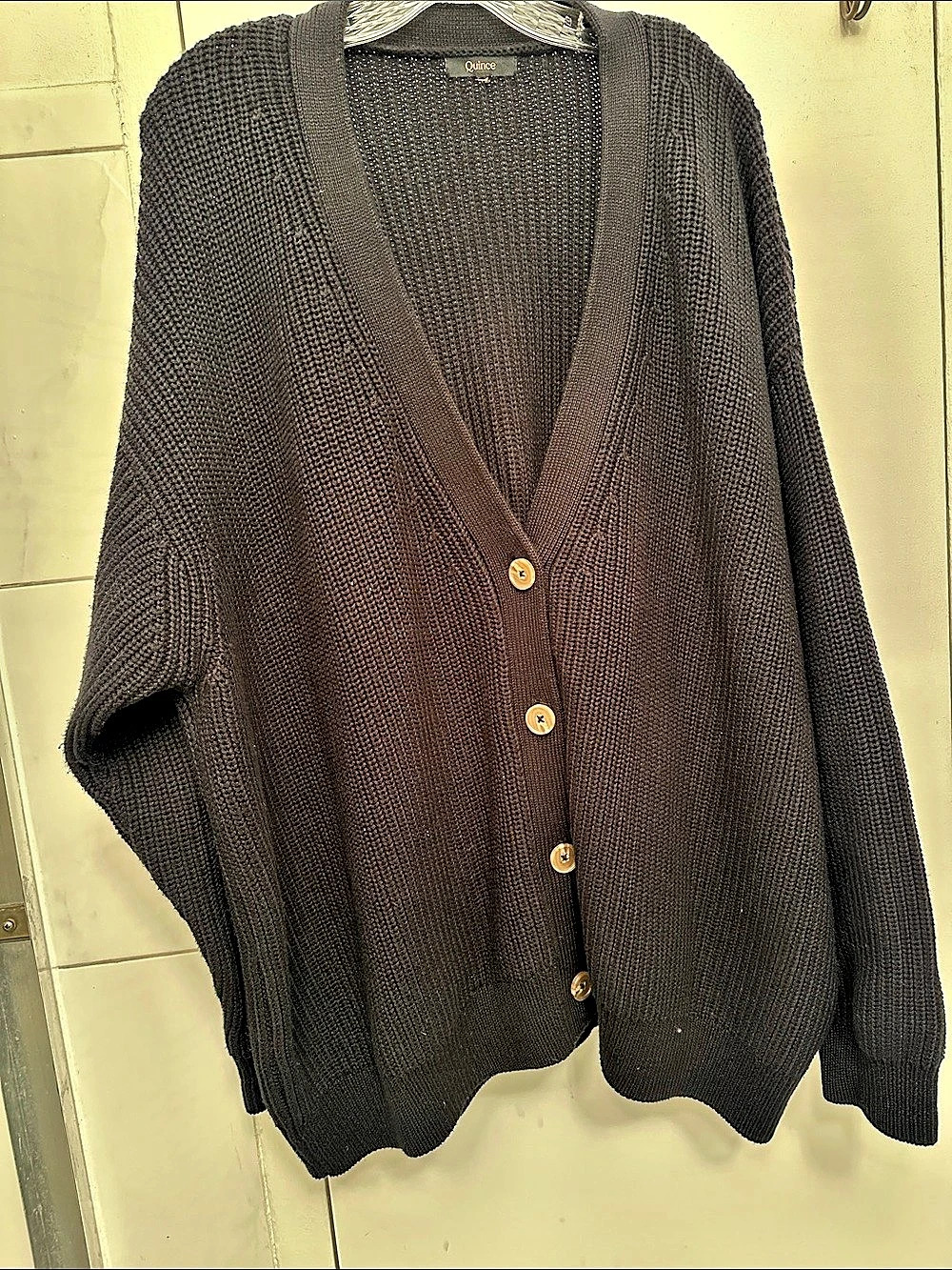 Quince Black Knit Cardigan Like New